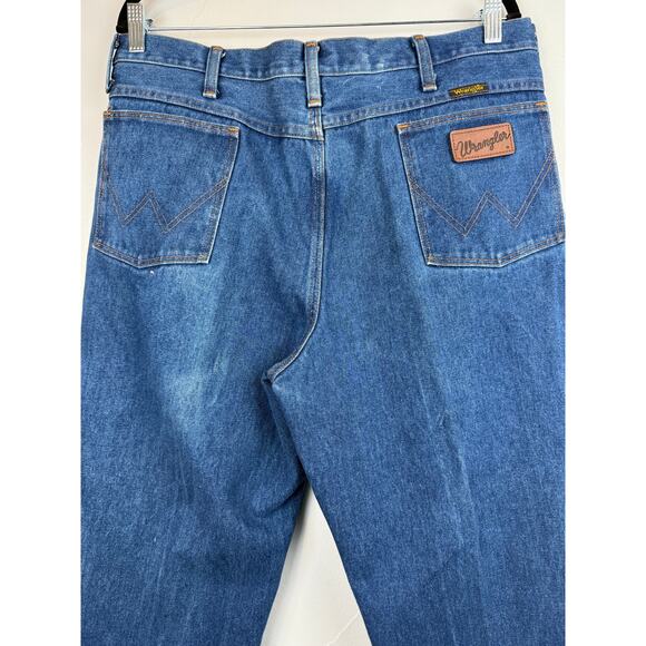 Wrangler Mens Regular Fit Jeans 38x32 Blue Denim USA Made Cowboy Western Vintage - Picture 2 of 7